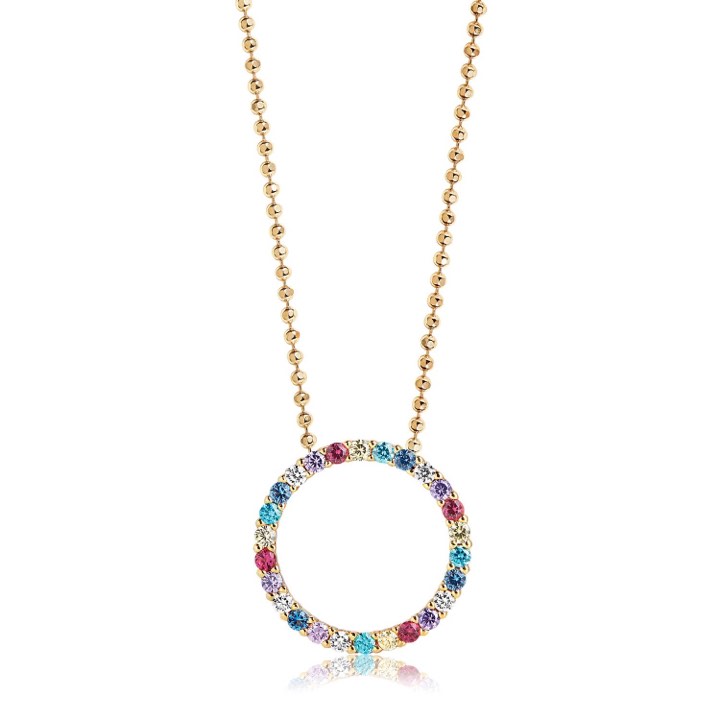BIELLA halsband mångfärgade Zirkoner (guld)