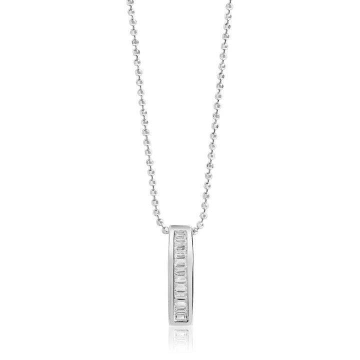 CORTE BAGUETTE halsband vita Zirkoner (silver) 45 cm