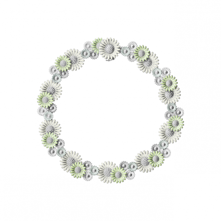 DAISY Halsband (Silver) GREEN ENAMEL SM