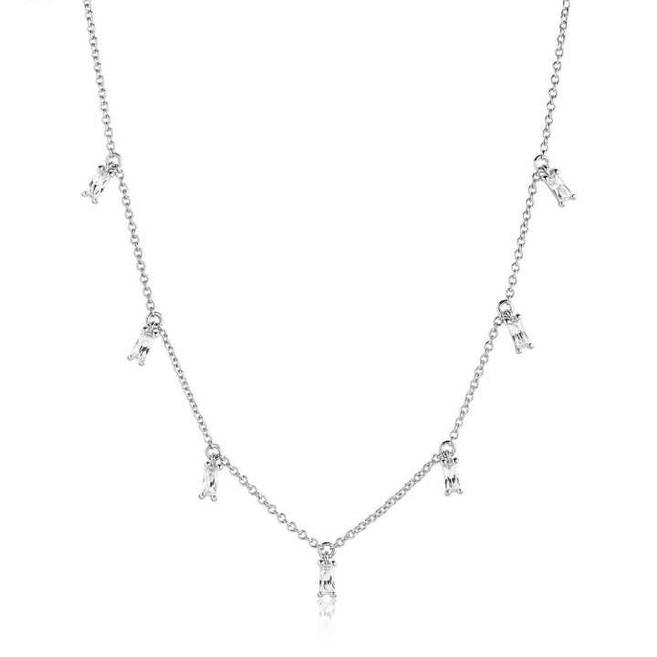 PRINCESS BAGUETTE halsband vita Zirkoner (silver)