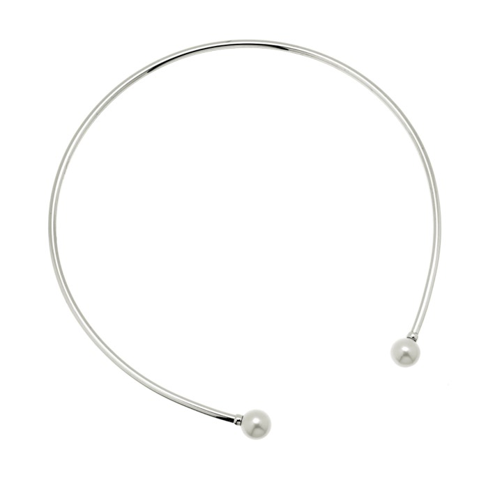 Pearl bangle halsband flex Silver