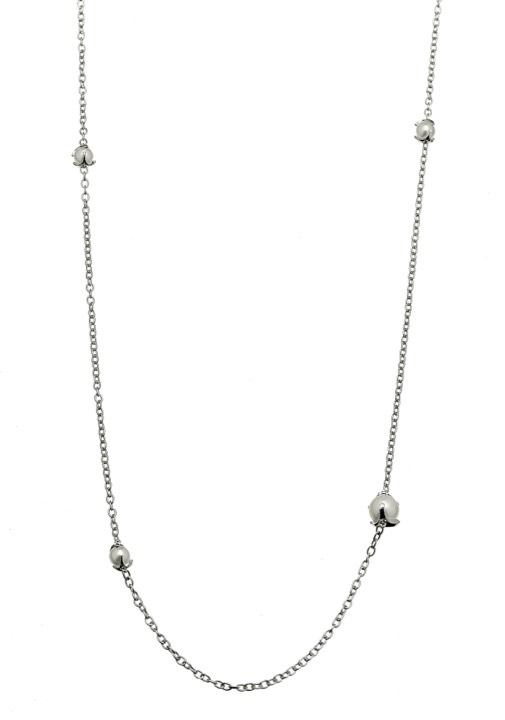 Pearl long chain halsband Silver 90+5 cm
