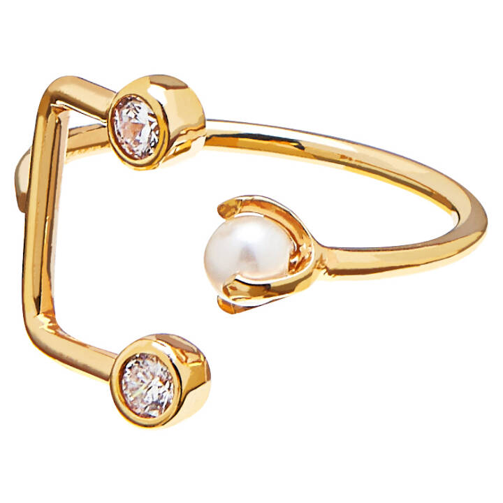 Pearl/Brilliant double ring guld 18/19