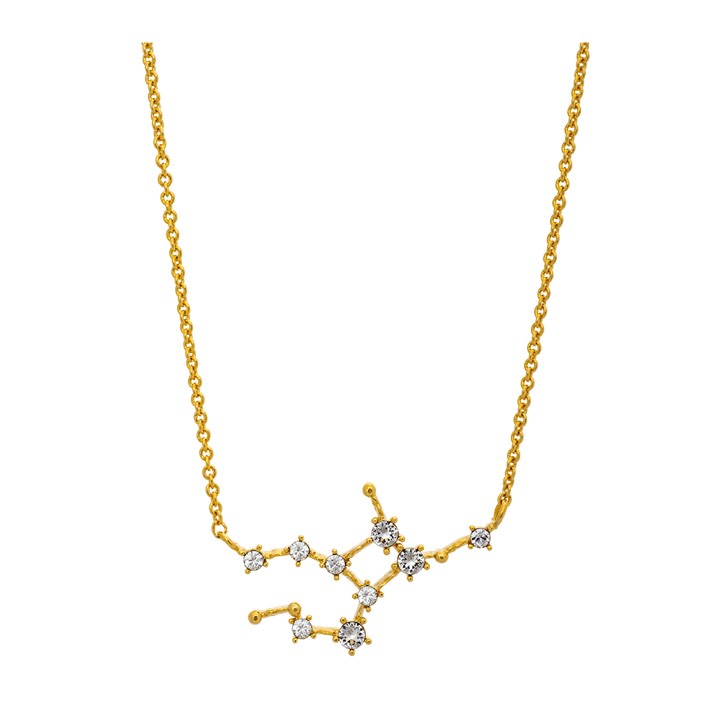 Virgo (Jungfrun) star sign halsband - Crystal (guld)