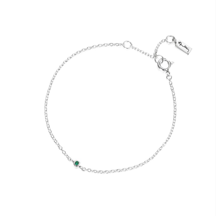 Micro Blink - Green Emerald Armband Silver 16-19 cm