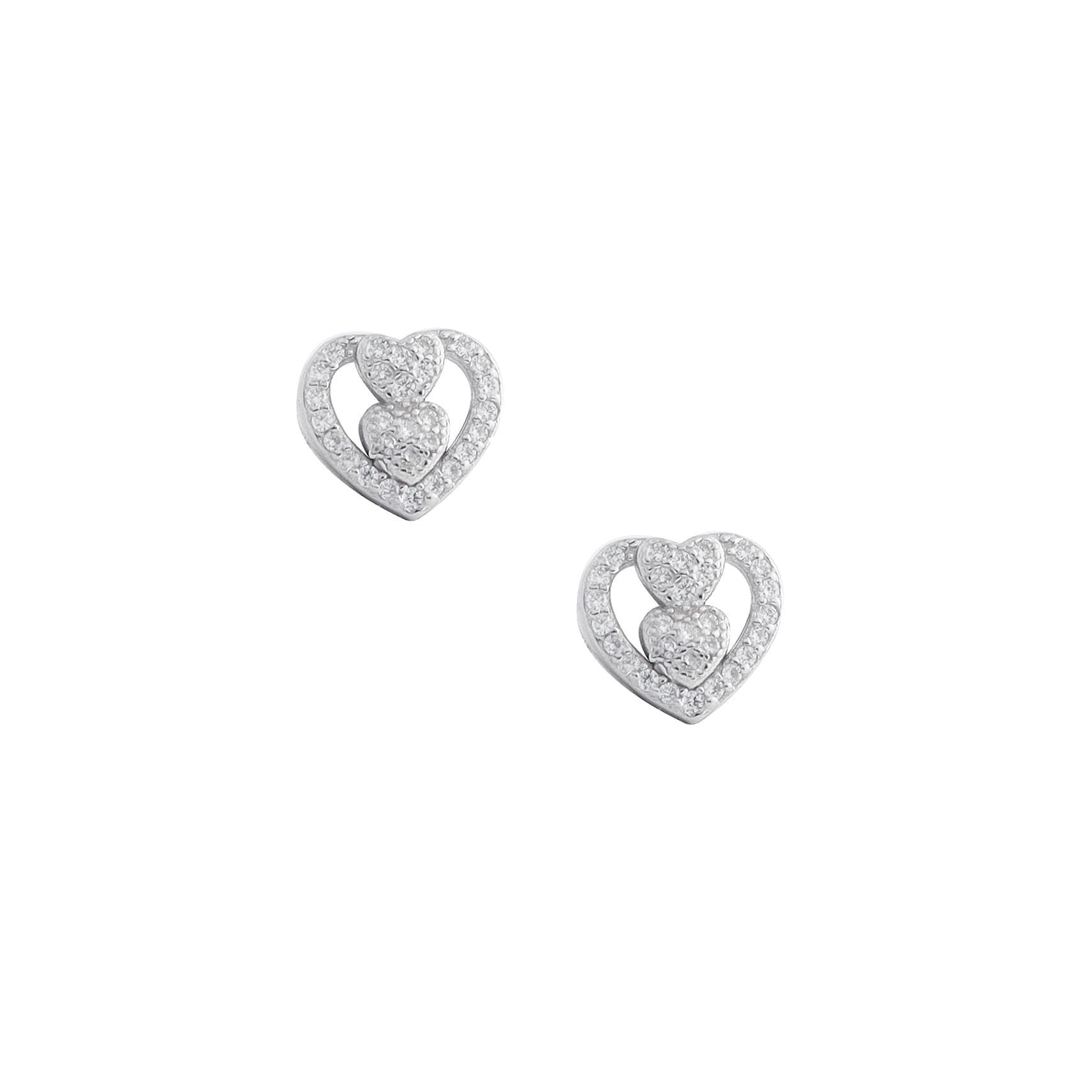Silver örhänge - 3 hjärta med kristaller - nickelfritt 925 sterling
