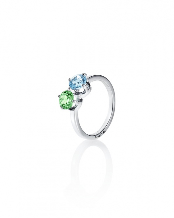 The Sea & I Ring Silver Green Sapphire/Topaz 17.50