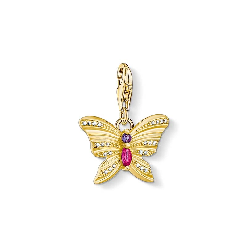 Thomas Sabo - Gyllene Fjäril med Färgglada Stenar Berlock