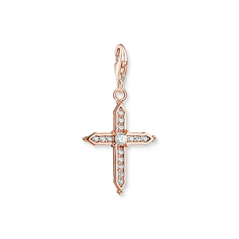 Thomas Sabo - Kors med Vita Stenar Roséguld Berlock